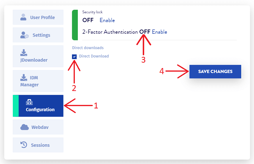 Enable 'Direct download' option in Worldbytez account settings